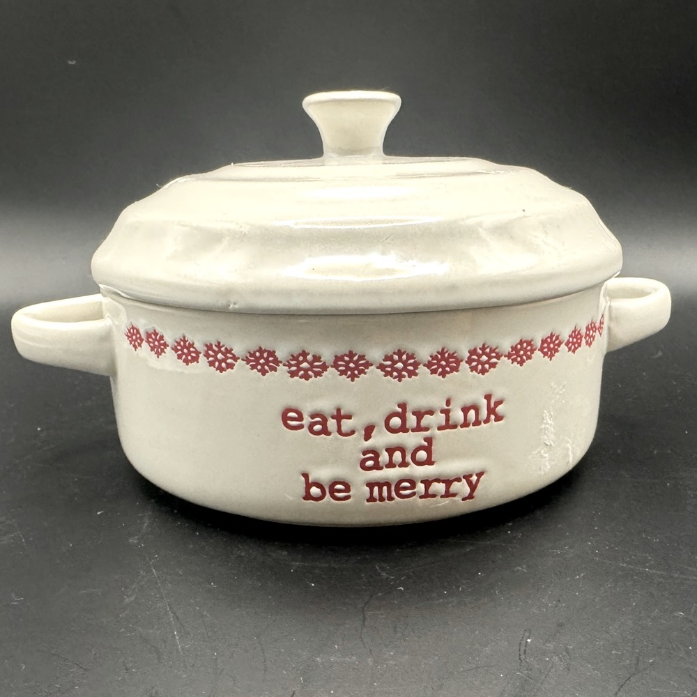 Joseph A. Baked Brie Dish - Holiday, Snowflake “eat, drink and be merry”